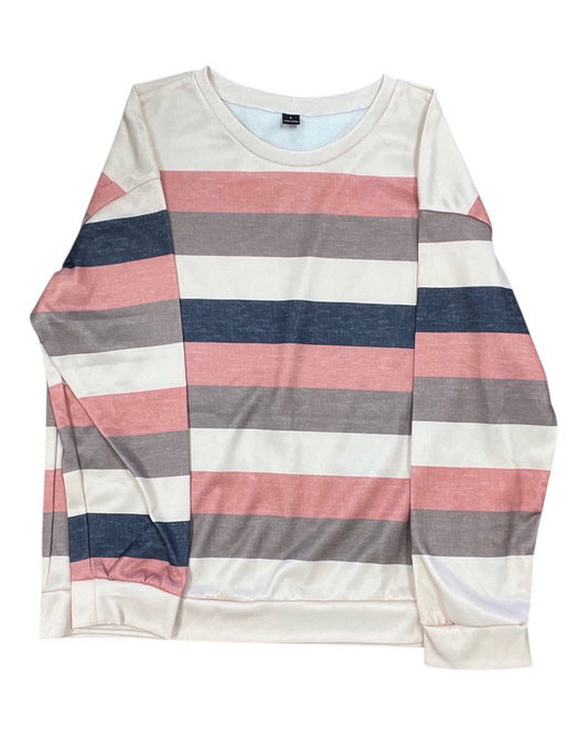 Sweatshirt Crewneck By Clothes Mentor In Cream & Orange, Size:L