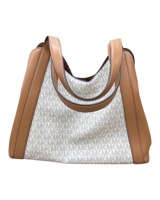 Handbag Designer By Michael Kors In Brown & Cream, Size:Medium
