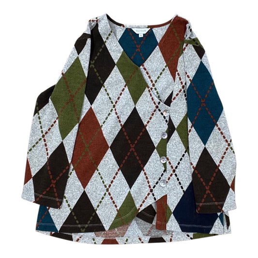 Top Ls By Multiples In Grey & Red, Size:M