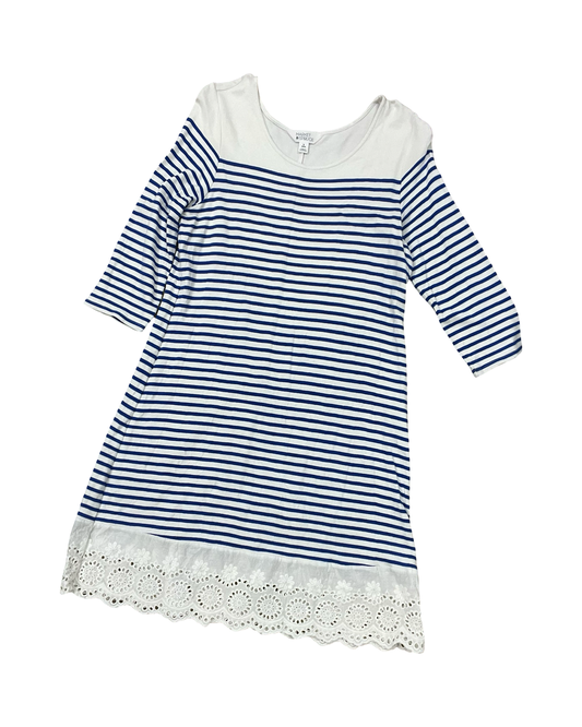 Dress Casual Midi By Market & Spruce In Blue & White, Size:Xlp