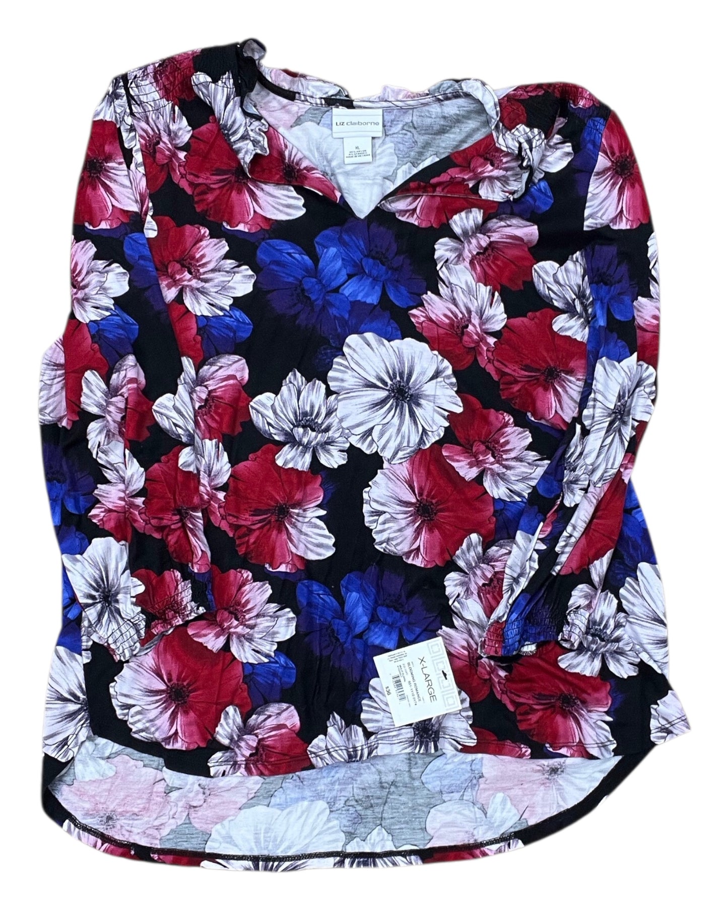 Top Ls By Liz Claiborne In Blue & Red, Size:Xl