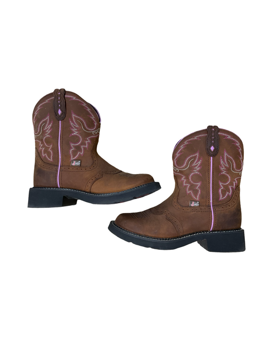Boots Western By Justin In Brown, Size:7.5