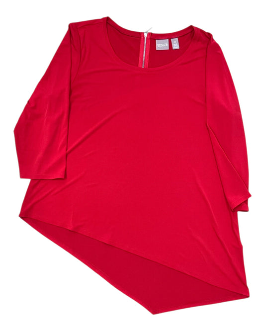 Tunic 3/4 Sleeve By Chicos In Red, Size:L