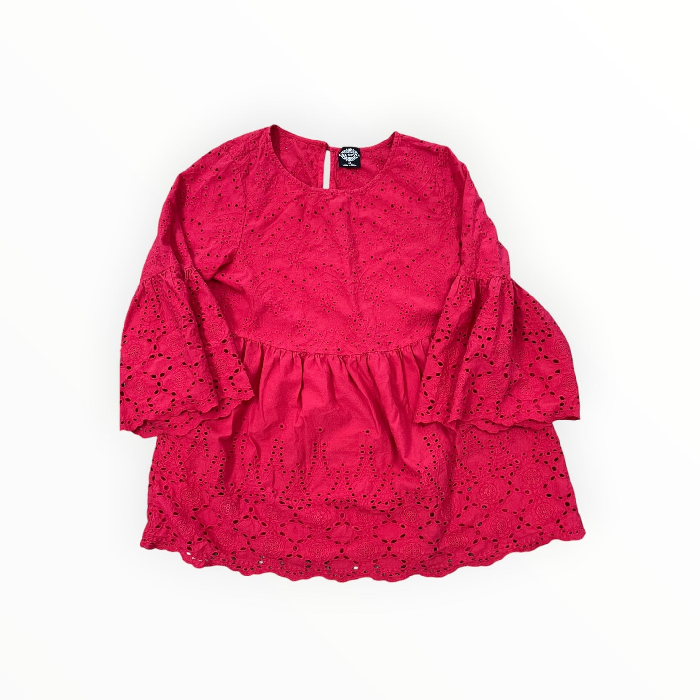 Top 3/4 Sleeve By Cal Style In Red, Size:M