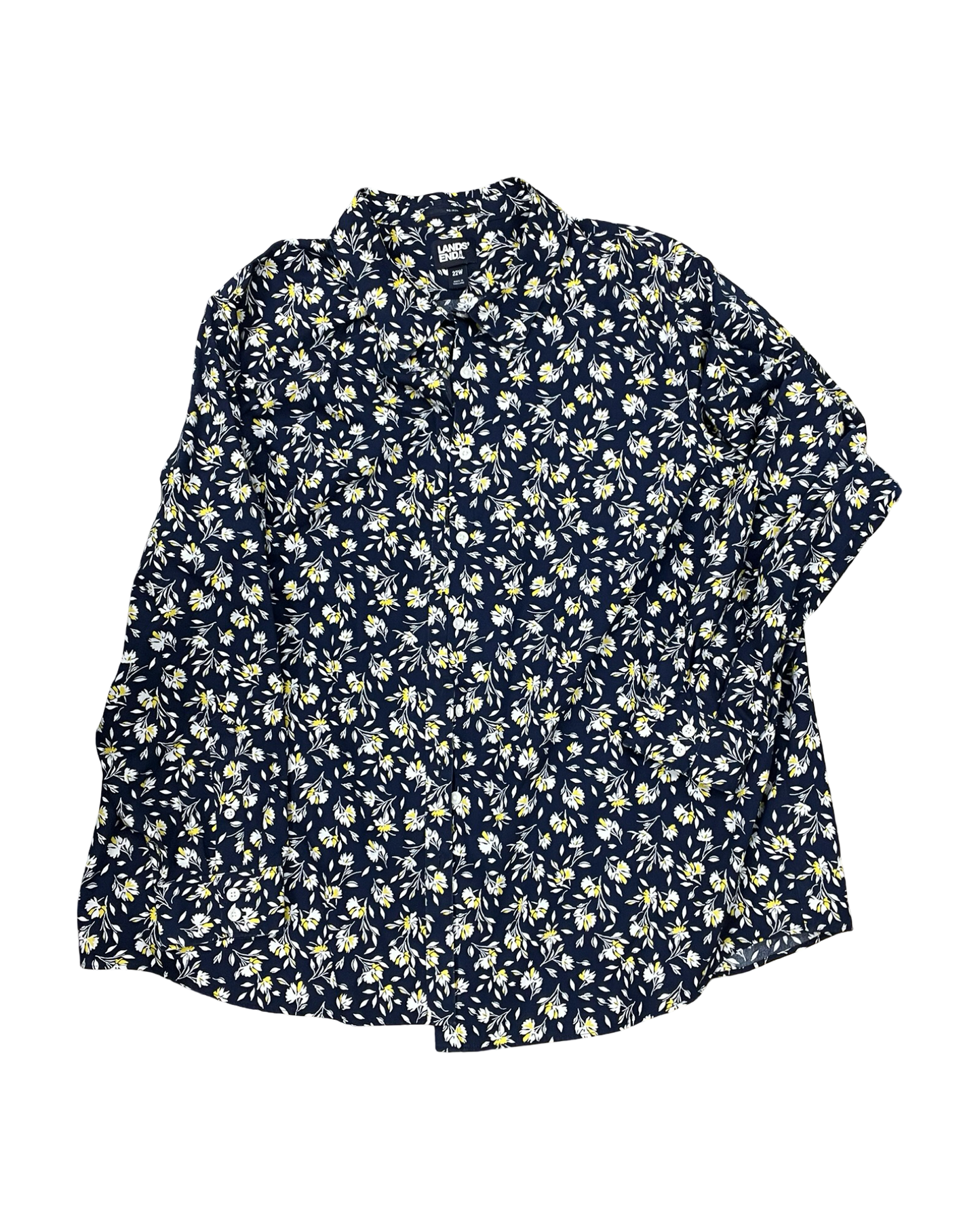 Blouse Ls By Lands End In Blue & Yellow, Size:3X
