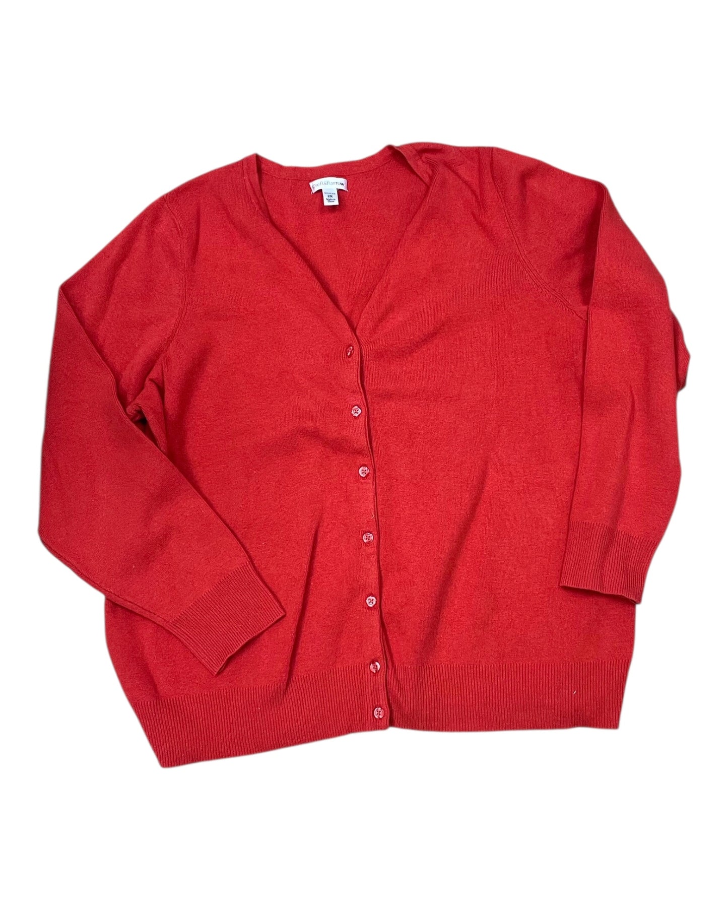 Cardigan By Croft And Barrow In Orange, Size:2X