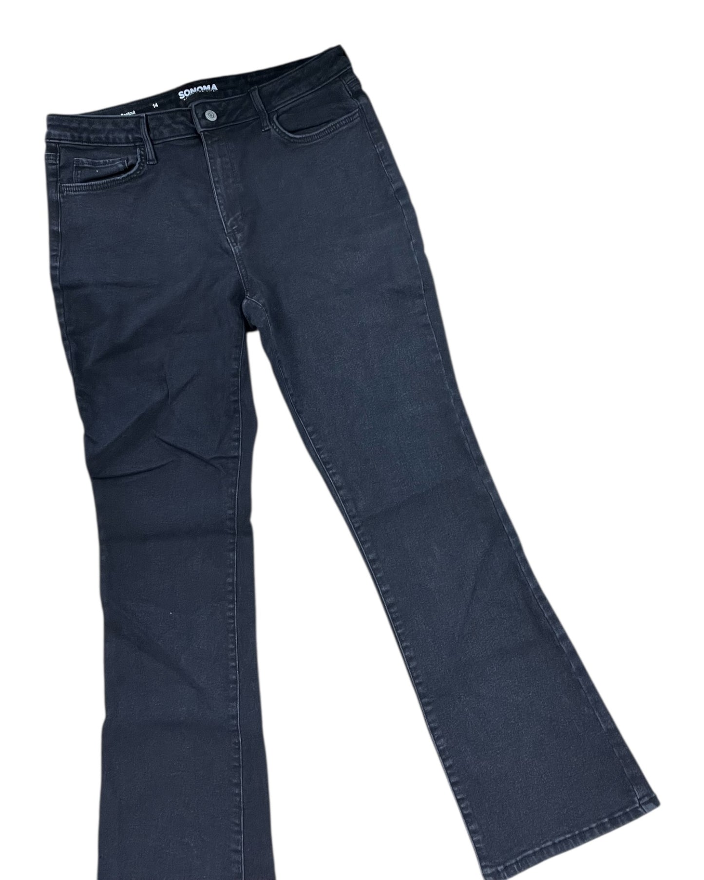 Jeans Boot Cut By Sonoma In Black Denim, Size:14