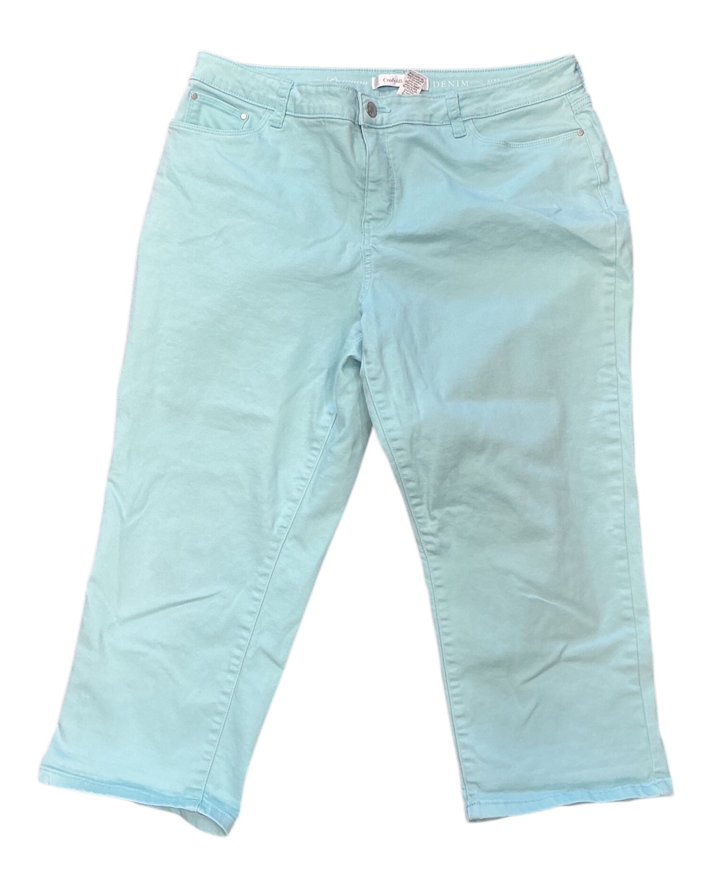 Pants Cropped By Croft And Barrow In Aqua, Size:18