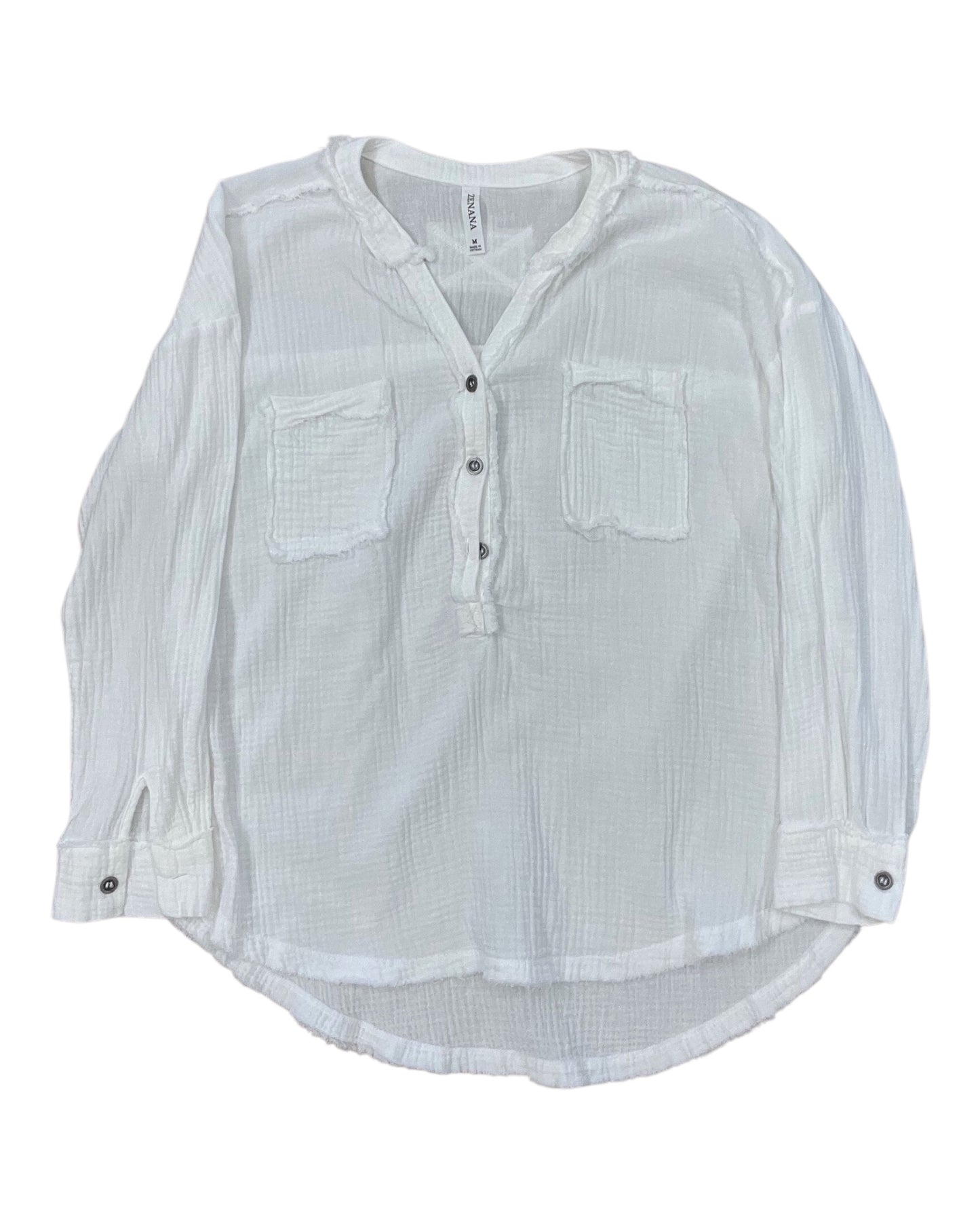 Top Ls By Zenana In White, Size:M