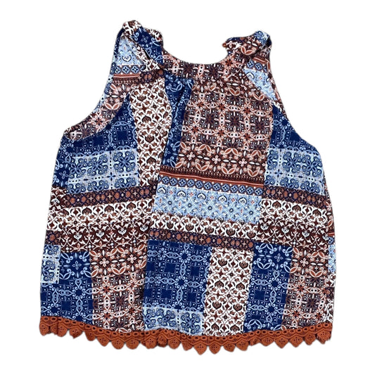 Top Sleeveless By Elodie In Blue & Brown, Size:S