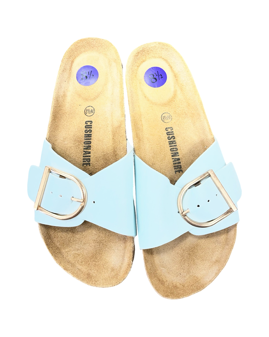 Sandals Flats By Cushionaire In Blue & Tan, Size:8.5