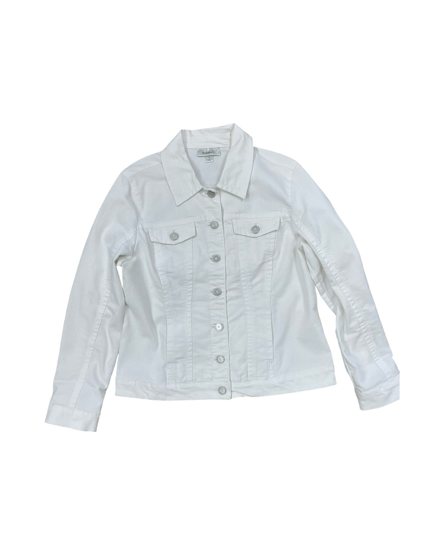 Jacket Denim By Dressbarn In White Denim, Size:M