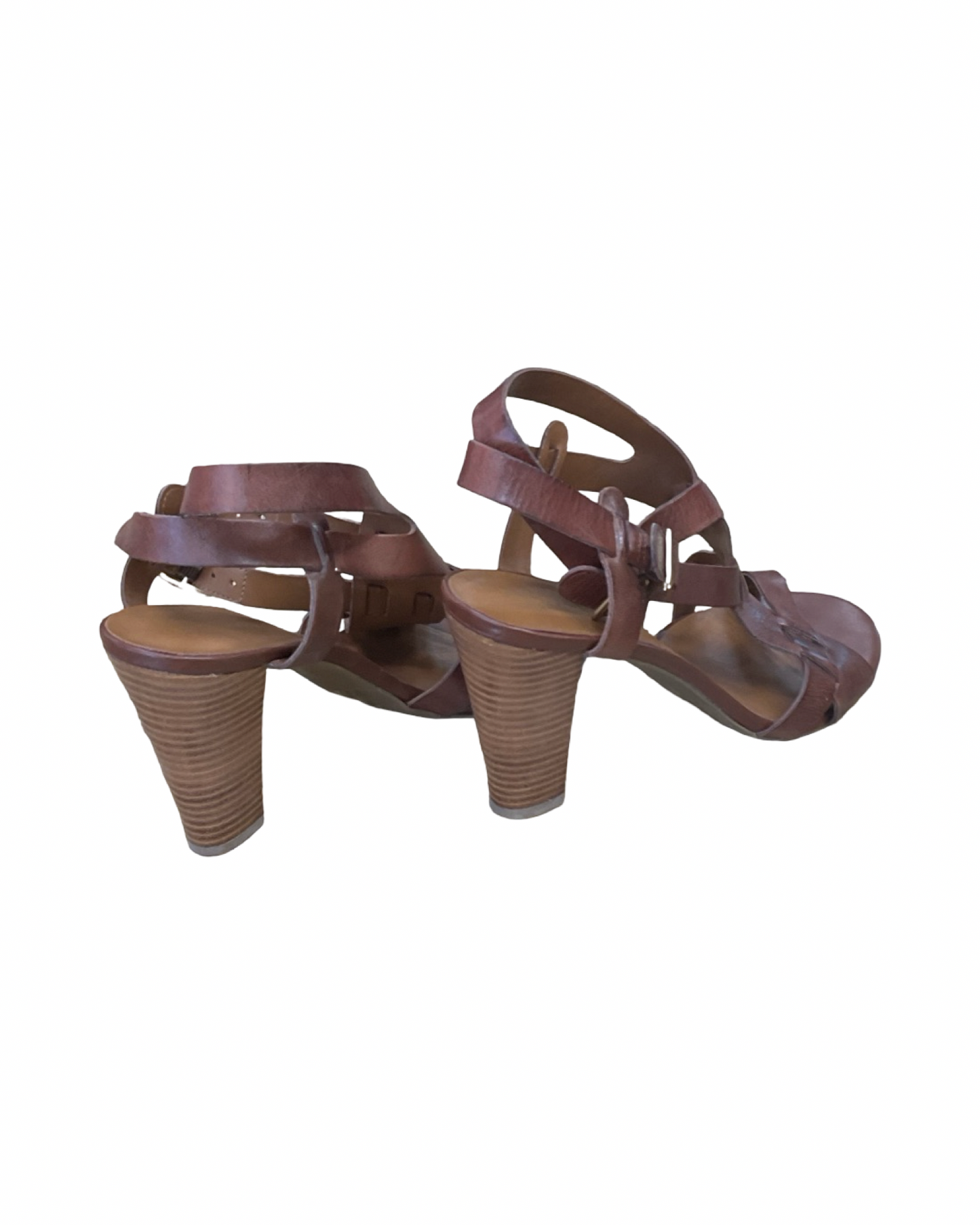 Sandals Heels Block By Franco Sarto In Brown, Size:8.5
