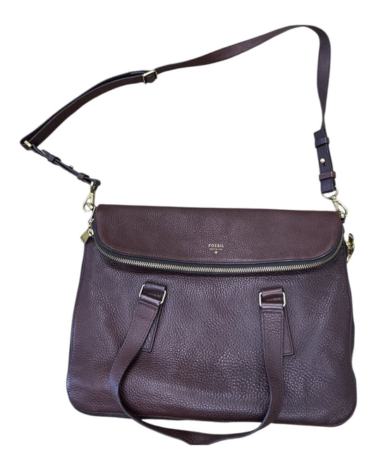 Handbag Leather By Fossil In Brown, Size:Large