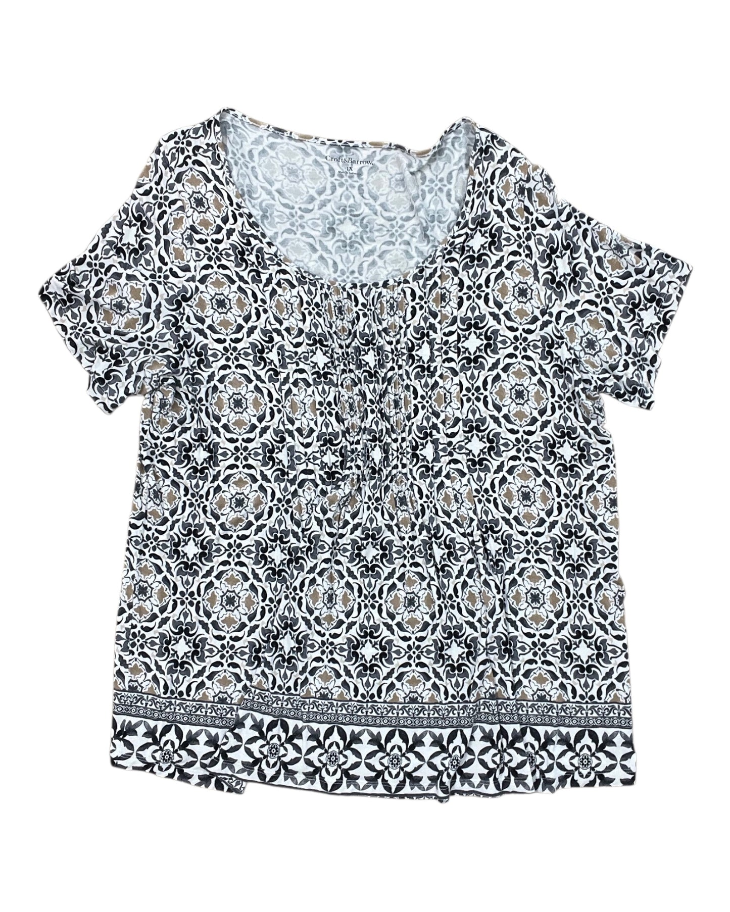 Top Ss By Croft And Barrow In Black & Tan, Size:1X
