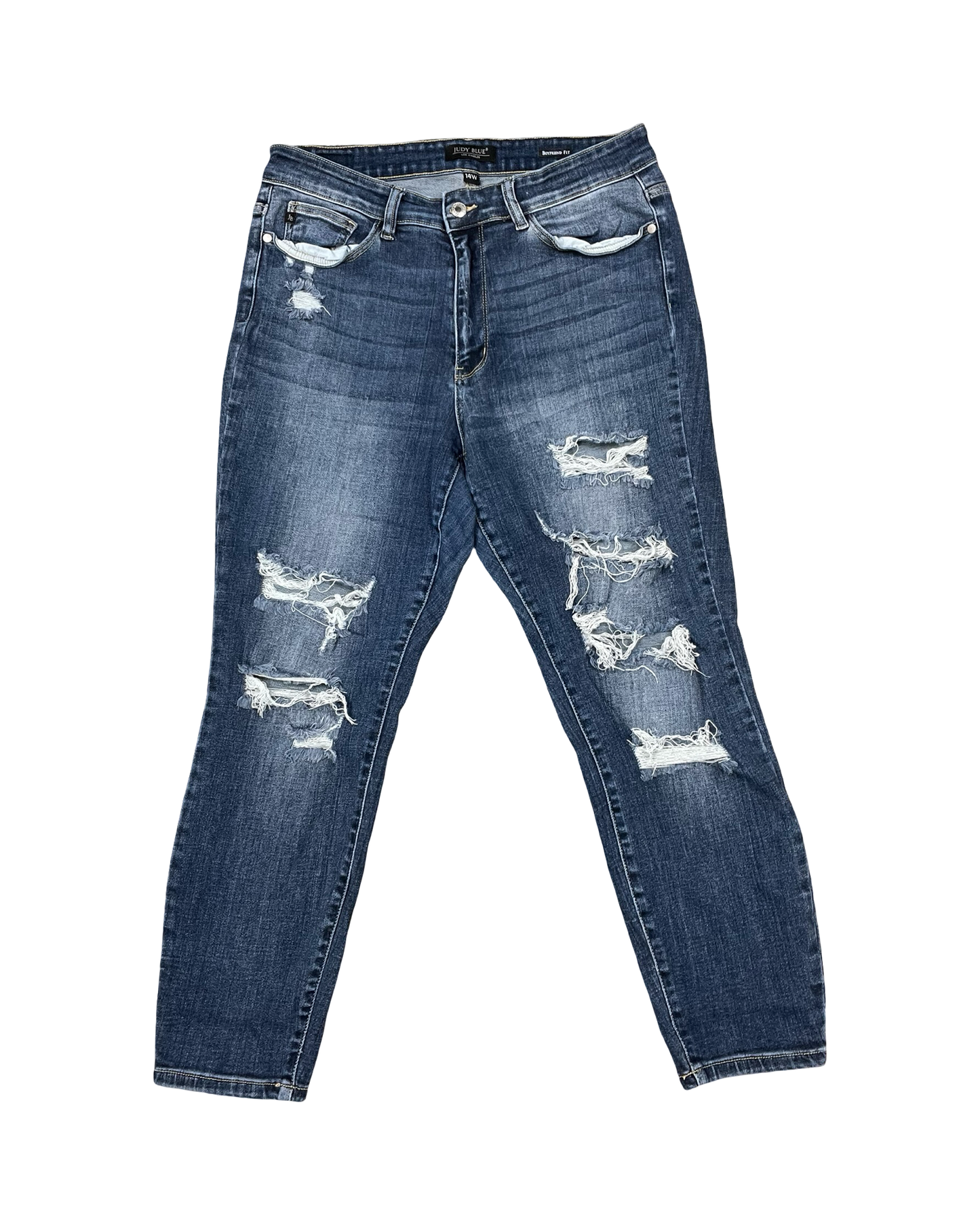 Jeans Boyfriend By Judy Blue In Blue Denim, Size:14