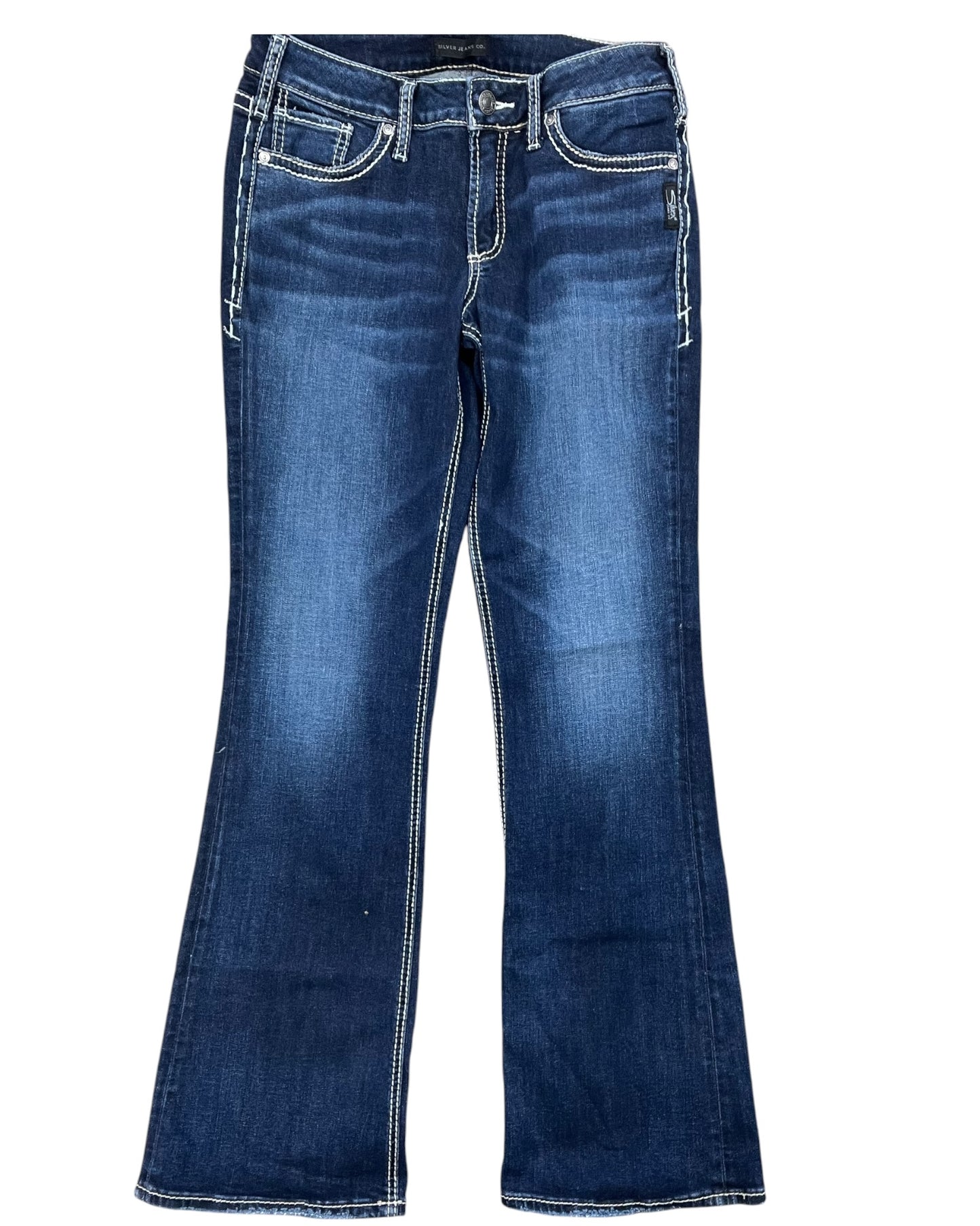 Jeans Boot Cut By Silver In Blue Denim, Size:8