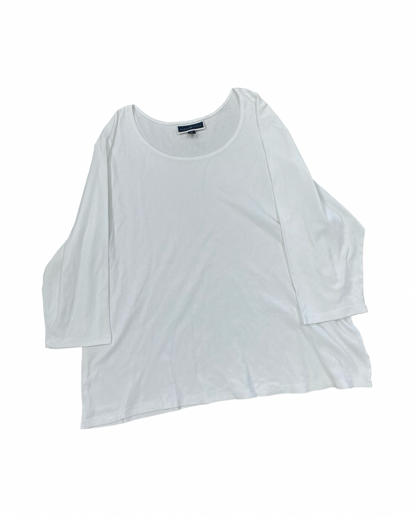 Top 3/4 Sleeve Basic By Karen Scott In White, Size:3X