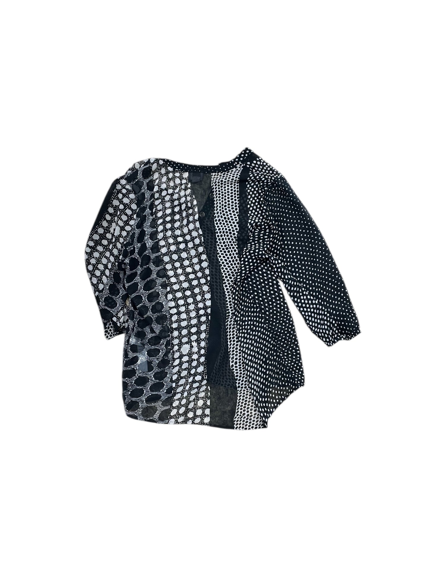 Top 3/4 Sleeve By Easywear By Chicos In Black & Tan, Size:M