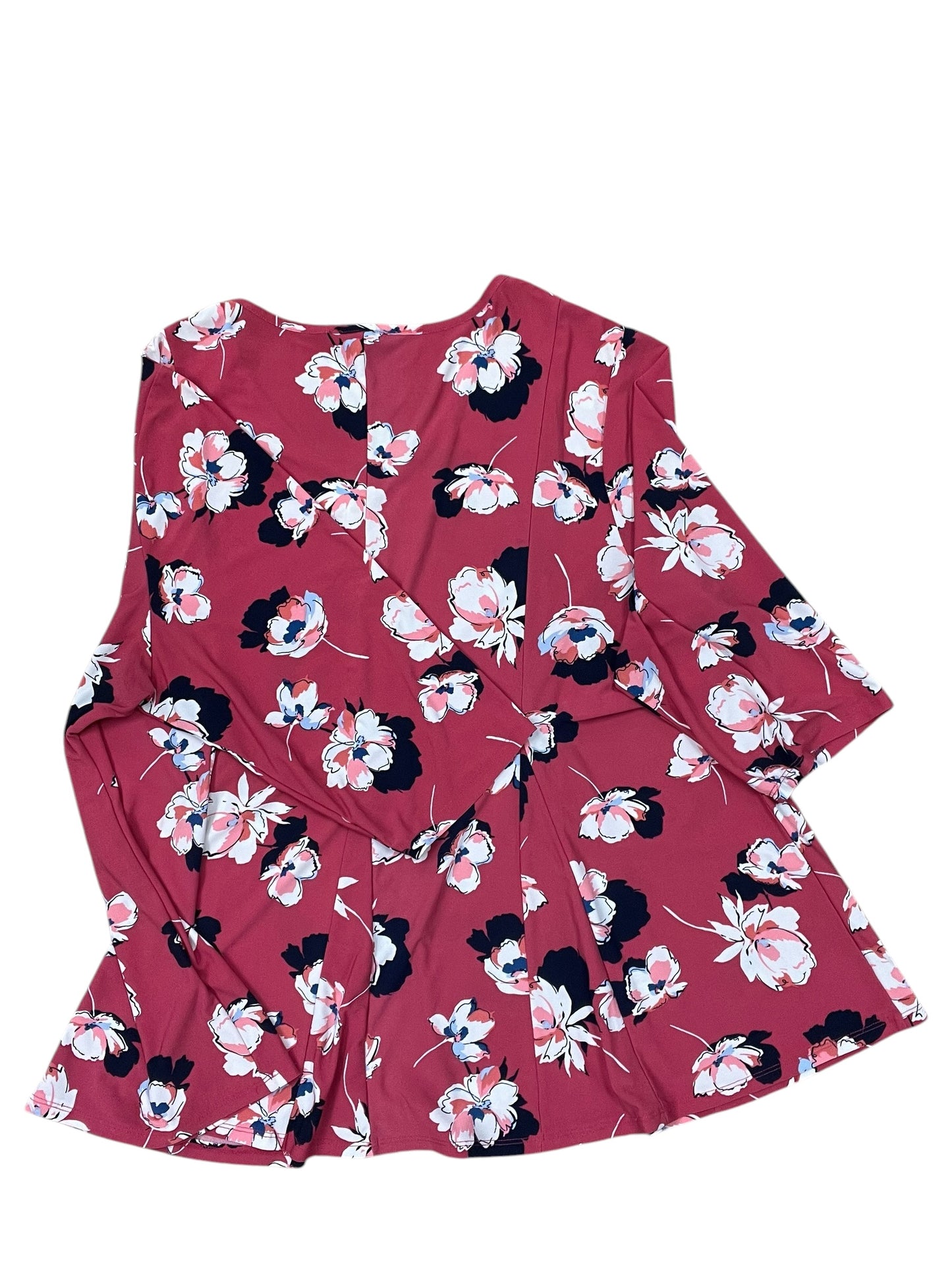 Top 3/4 Sleeve By Roz And Ali In Pink, Size:3X