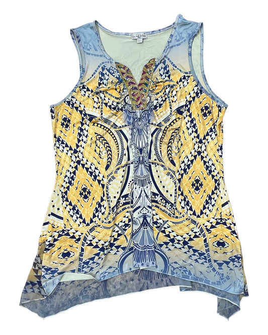 Top Sleeveless By Live And Let Live In Yellow, Size:2X