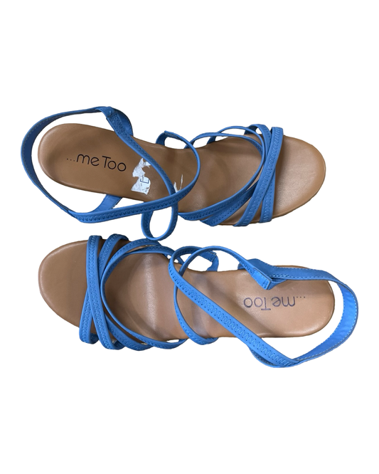 Sandals Heels Wedge By Me Too In Blue & Brown, Size:10