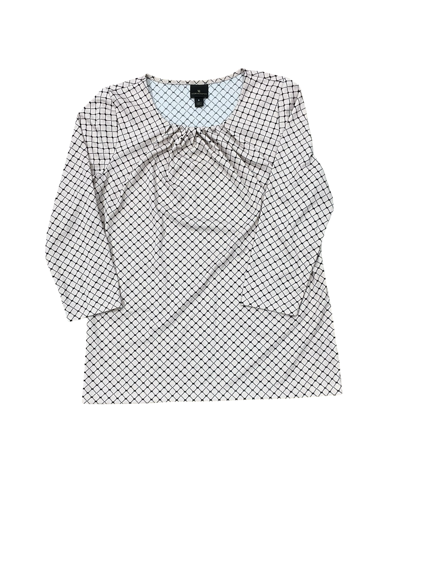 Top 3/4 Sleeve By Worthington In Black & Cream, Size:S