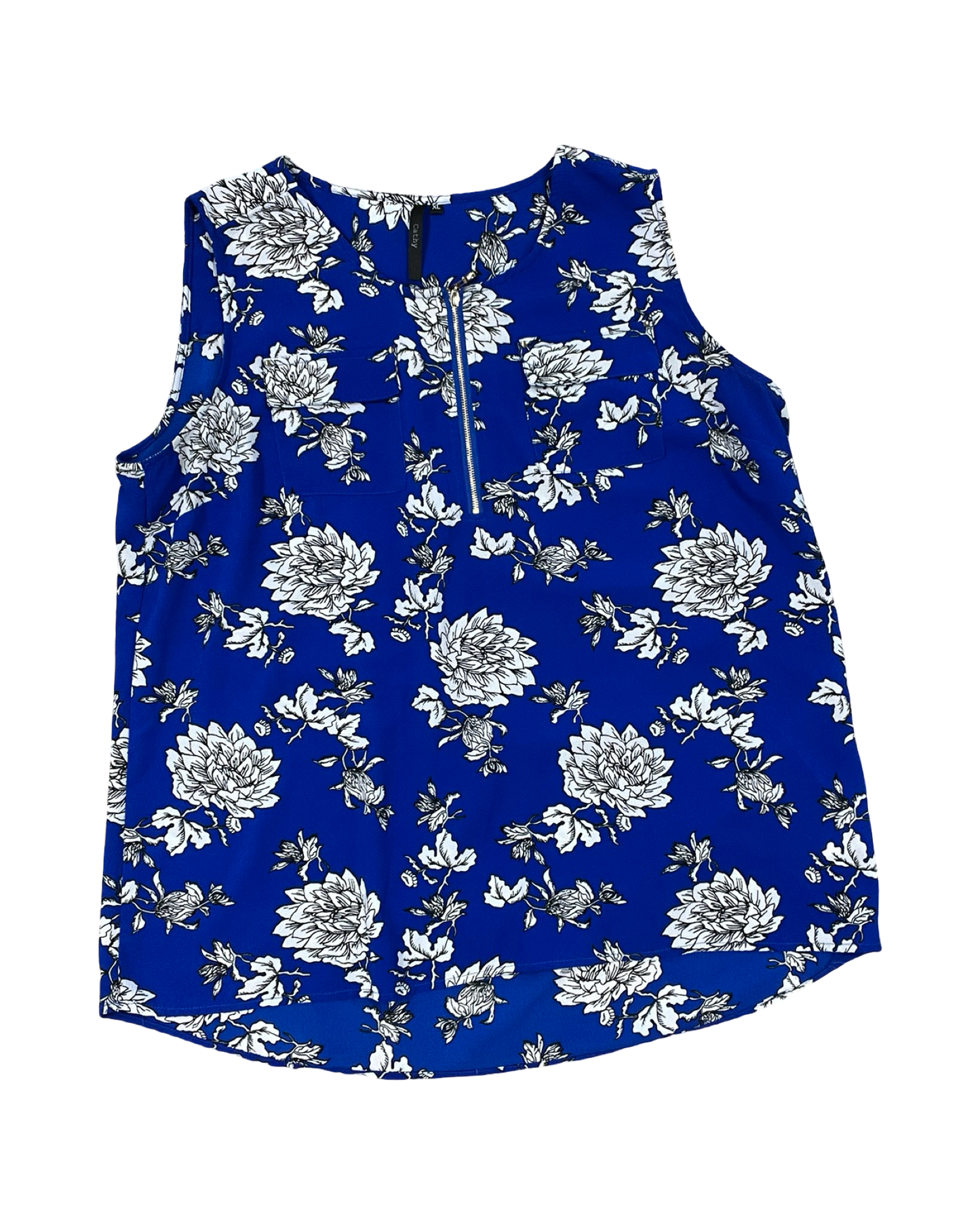 Top Sleeveless By Clothes Mentor In Blue & White, Size:Xl
