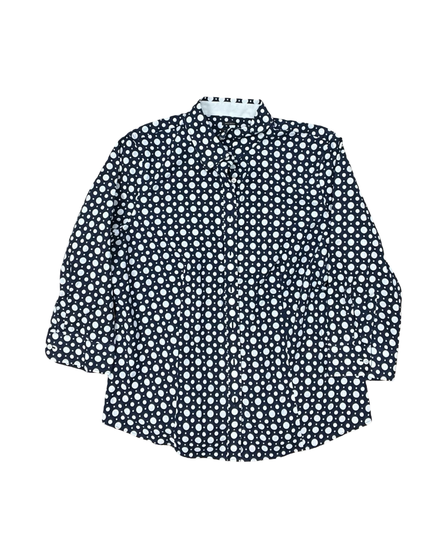 Blouse 3/4 Sleeve By Talbots In Blue & White, Size:L