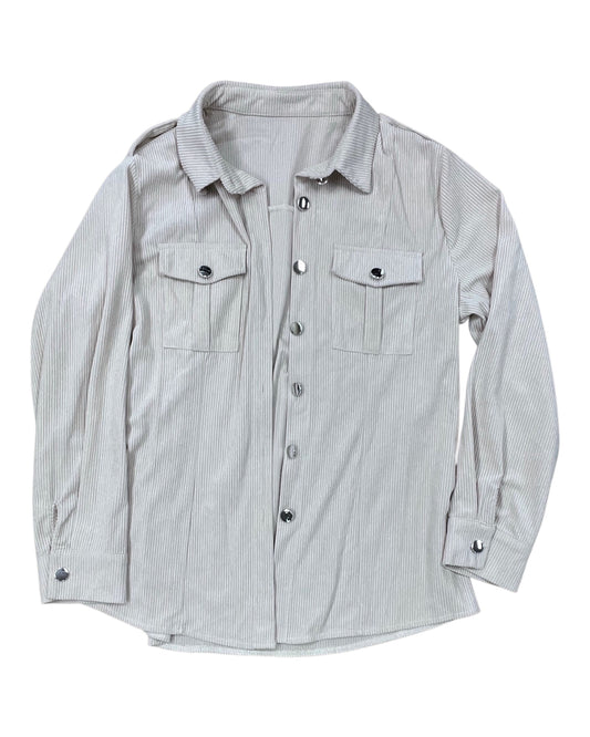 Blouse Ls By Clothes Mentor In Tan, Size:L