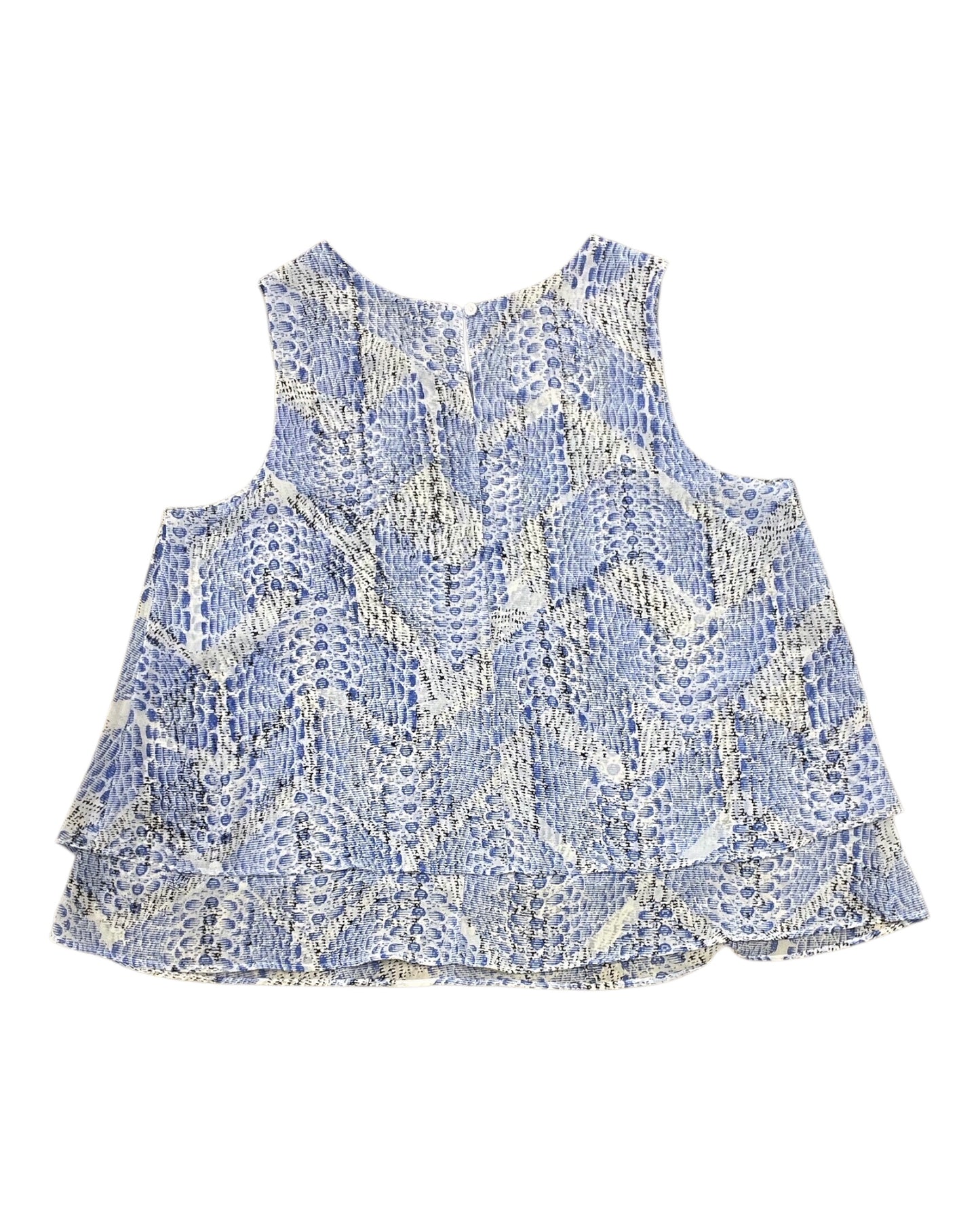 Top Sleeveless By Como Vintage In Blue & White, Size:L