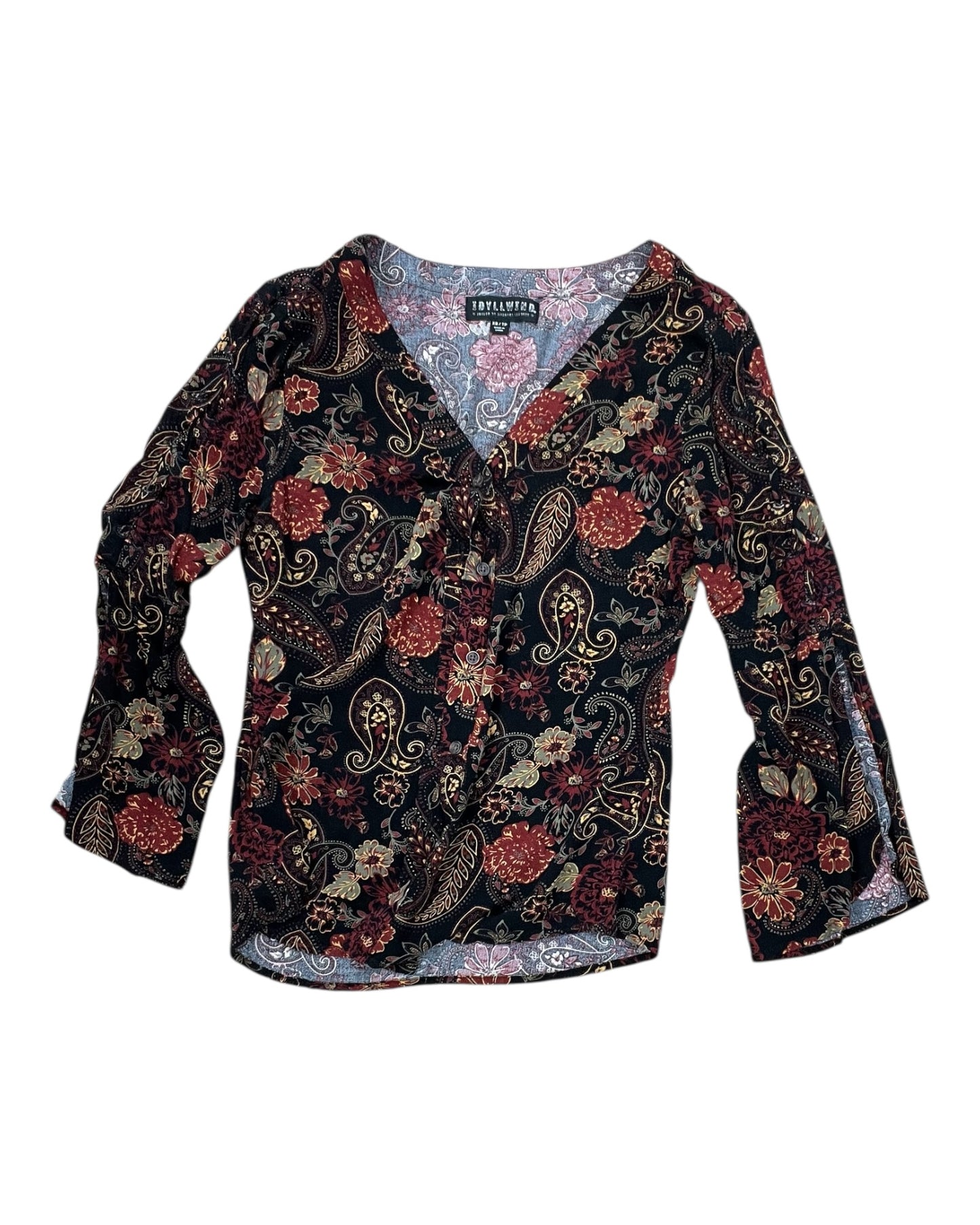 Blouse Ls By Idyllwind In Black & Orange, Size:Xs