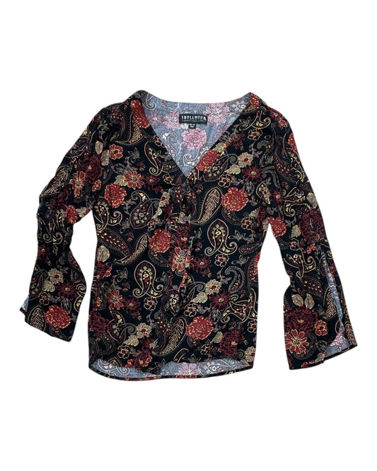 Blouse Ls By Idyllwind In Black & Orange, Size:Xs