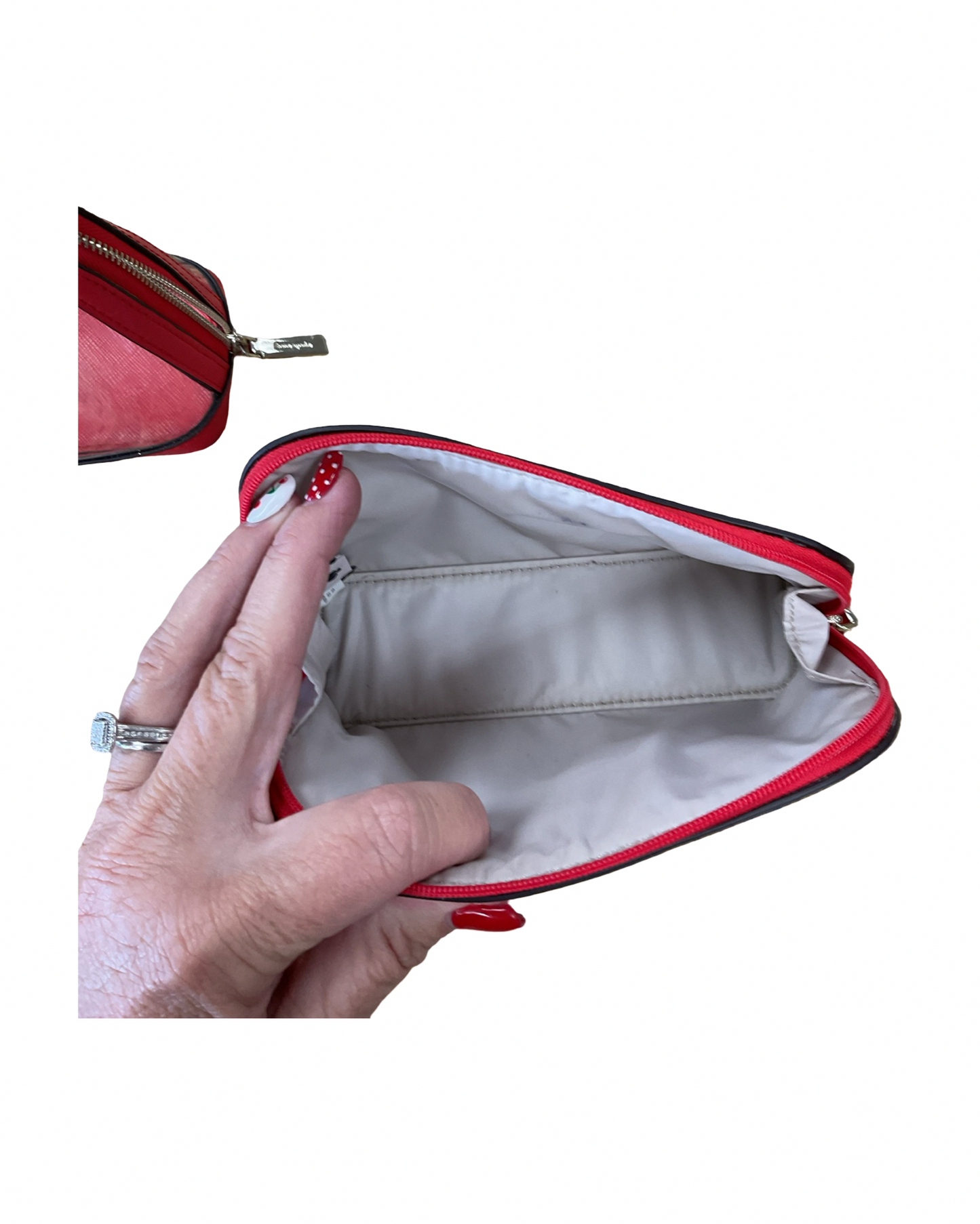 Makeup Bag Designer By Kate Spade In Red, Size:Medium