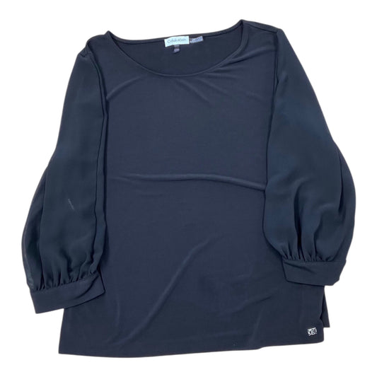 Top 3/4 Sleeve By Calvin Klein In Black, Size:L