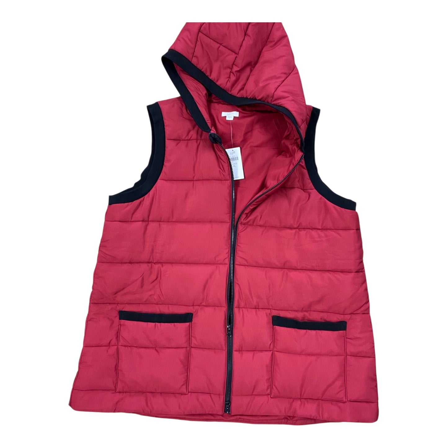 Vest Puffer & Quilted By J. Jill In Black & Red, Size:Xl
