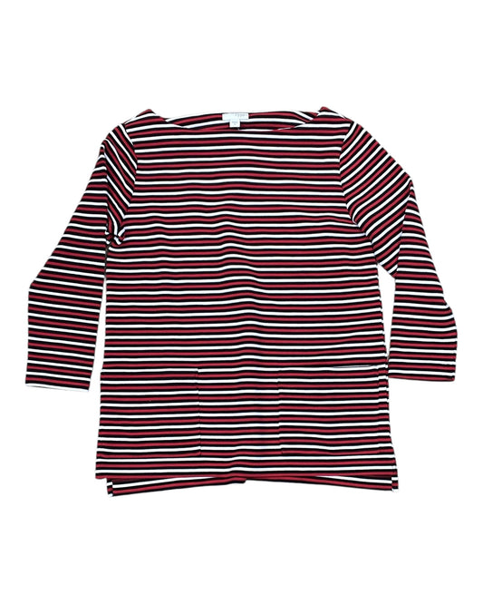 Top 3/4 Sleeve By J. Jill In Red & White, Size:Xs