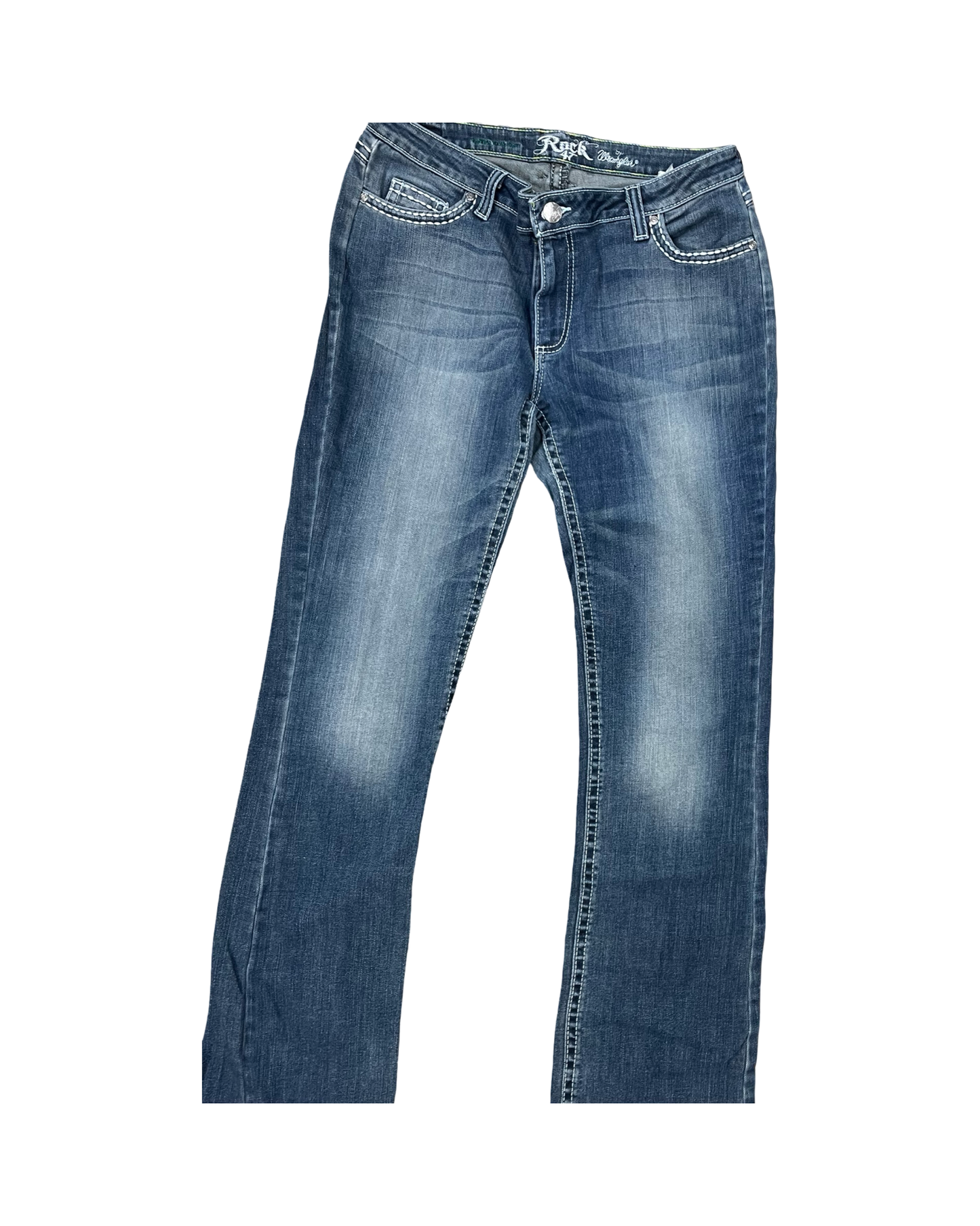 Jeans Boot Cut By Wrangler In Blue Denim, Size:14