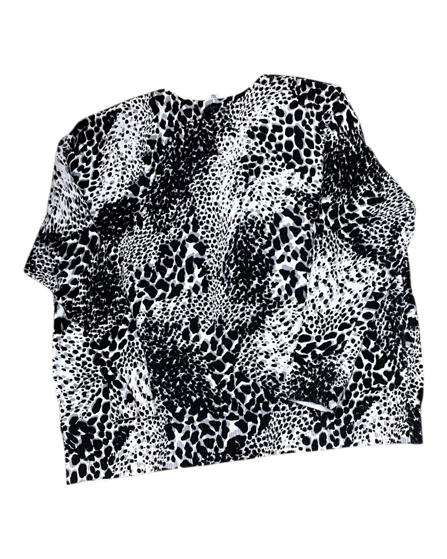 Cardigan By Croft And Barrow In Black & Cream, Size:2X