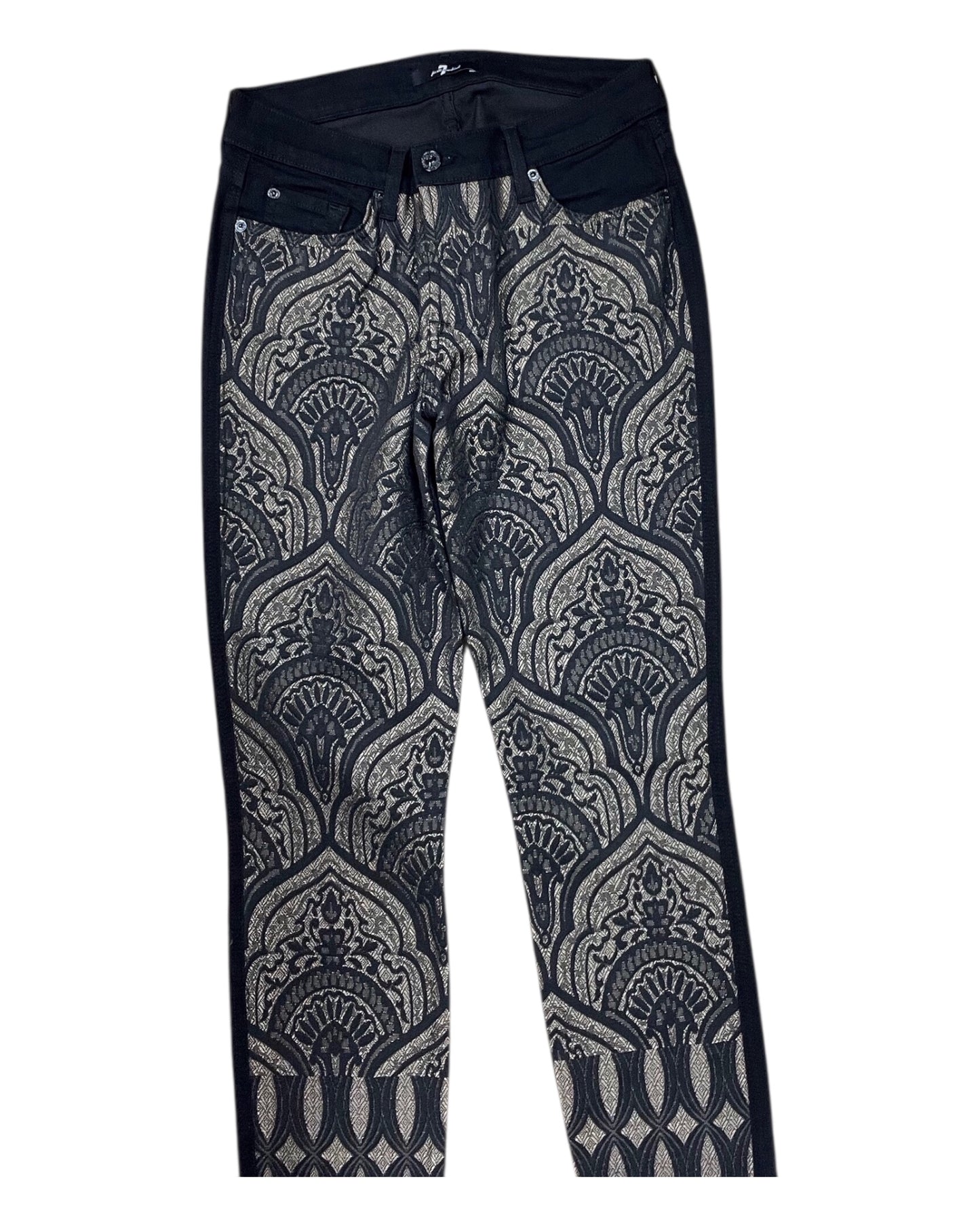 Jeans Skinny By 7 For All Mankind In Black & Gold, Size:10