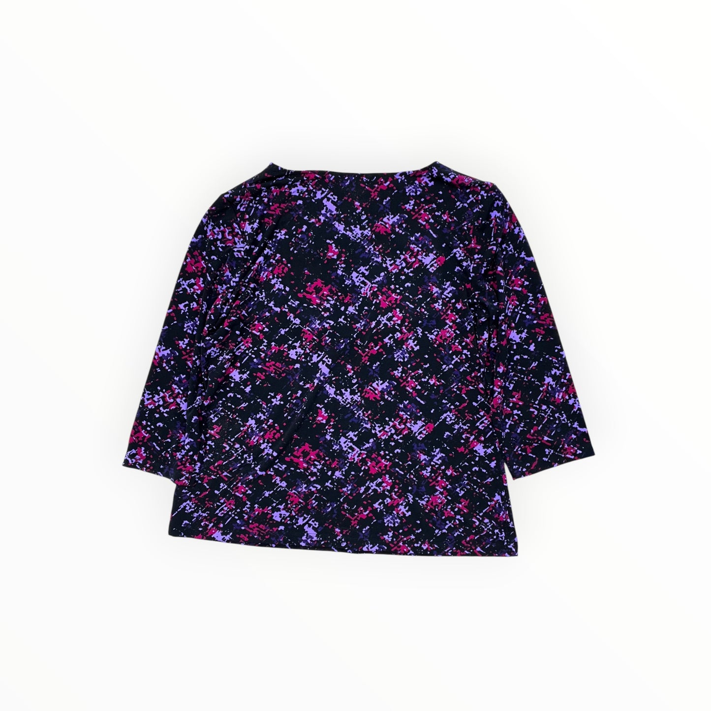 Top 3/4 Sleeve By Laura Ashley In Black & Purple, Size:Lp