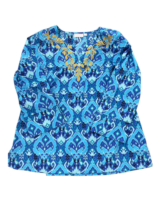 Tunic 3/4 Sleeve By Clothes Mentor In Blue, Size:1X