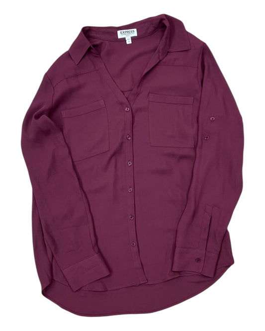 Blouse Ls By Express In Red, Size:L