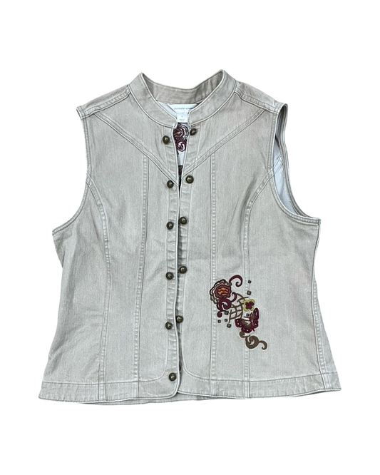 Vest Other By Christopher And Banks In Tan Denim, Size:Xl