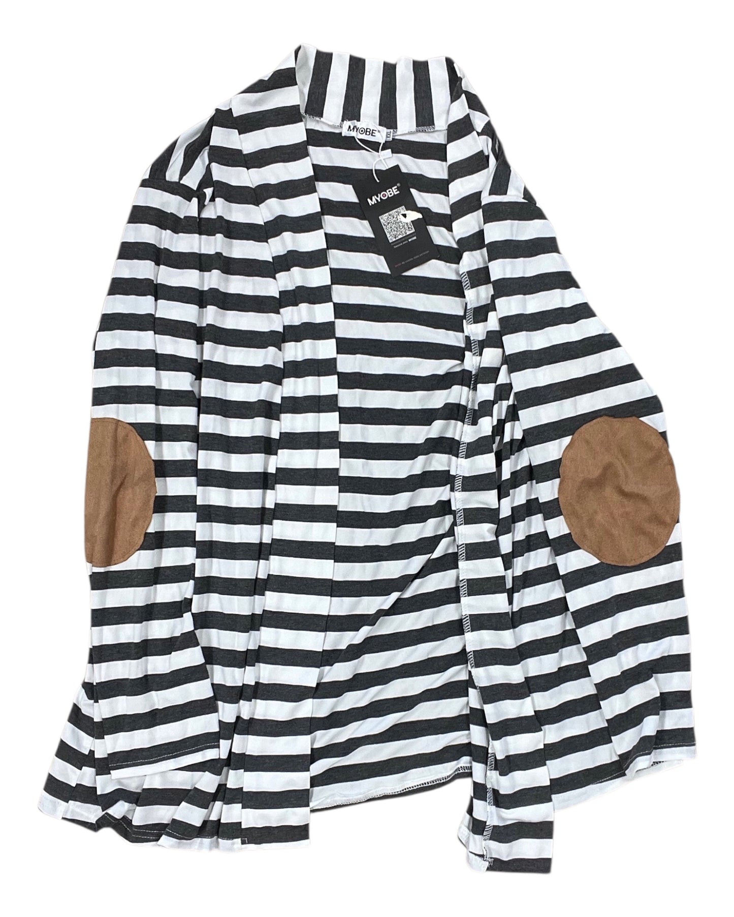 Cardigan By Clothes Mentor In Grey & White, Size:1X