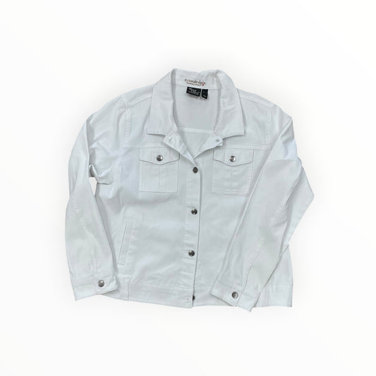 Jacket Denim By Women With Control In White Denim, Size:Xl