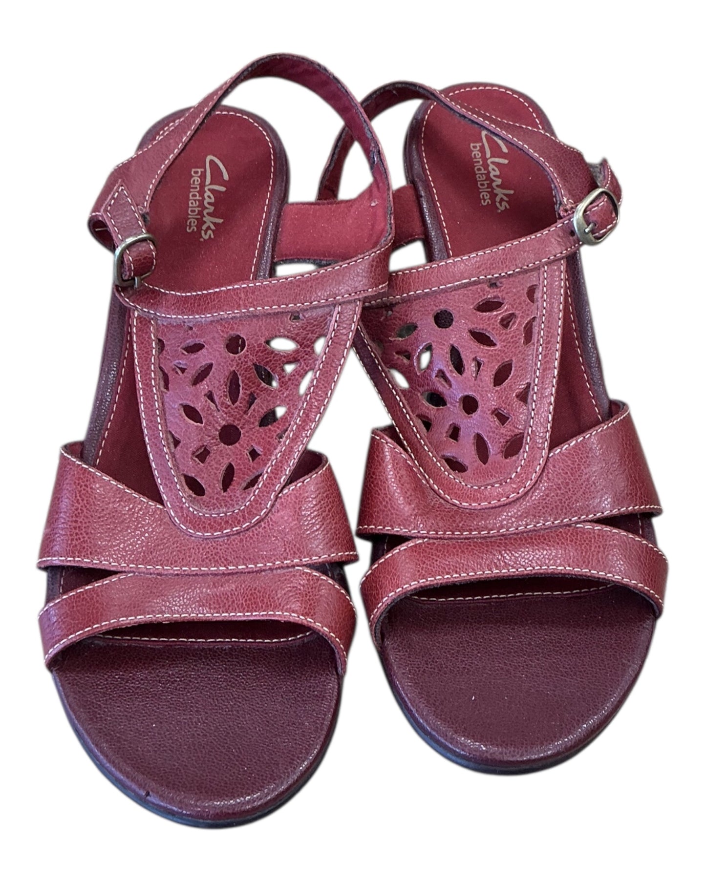 Sandals Heels Platform By Clarks In Red, Size:9