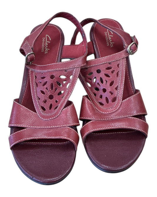 Sandals Heels Platform By Clarks In Red, Size:9