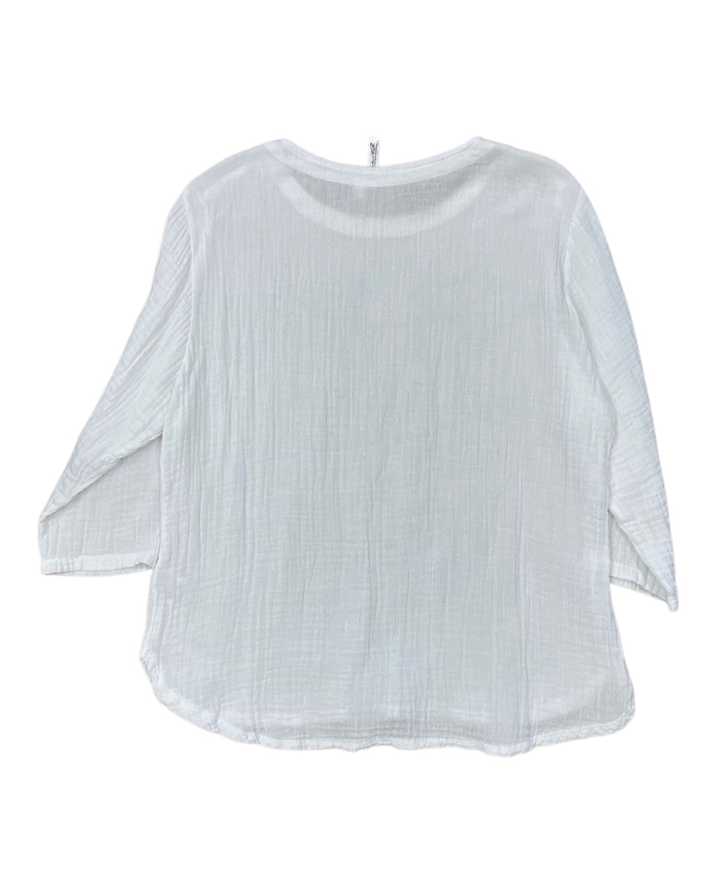 Top 3/4 Sleeve By Lulu B In White, Size:M