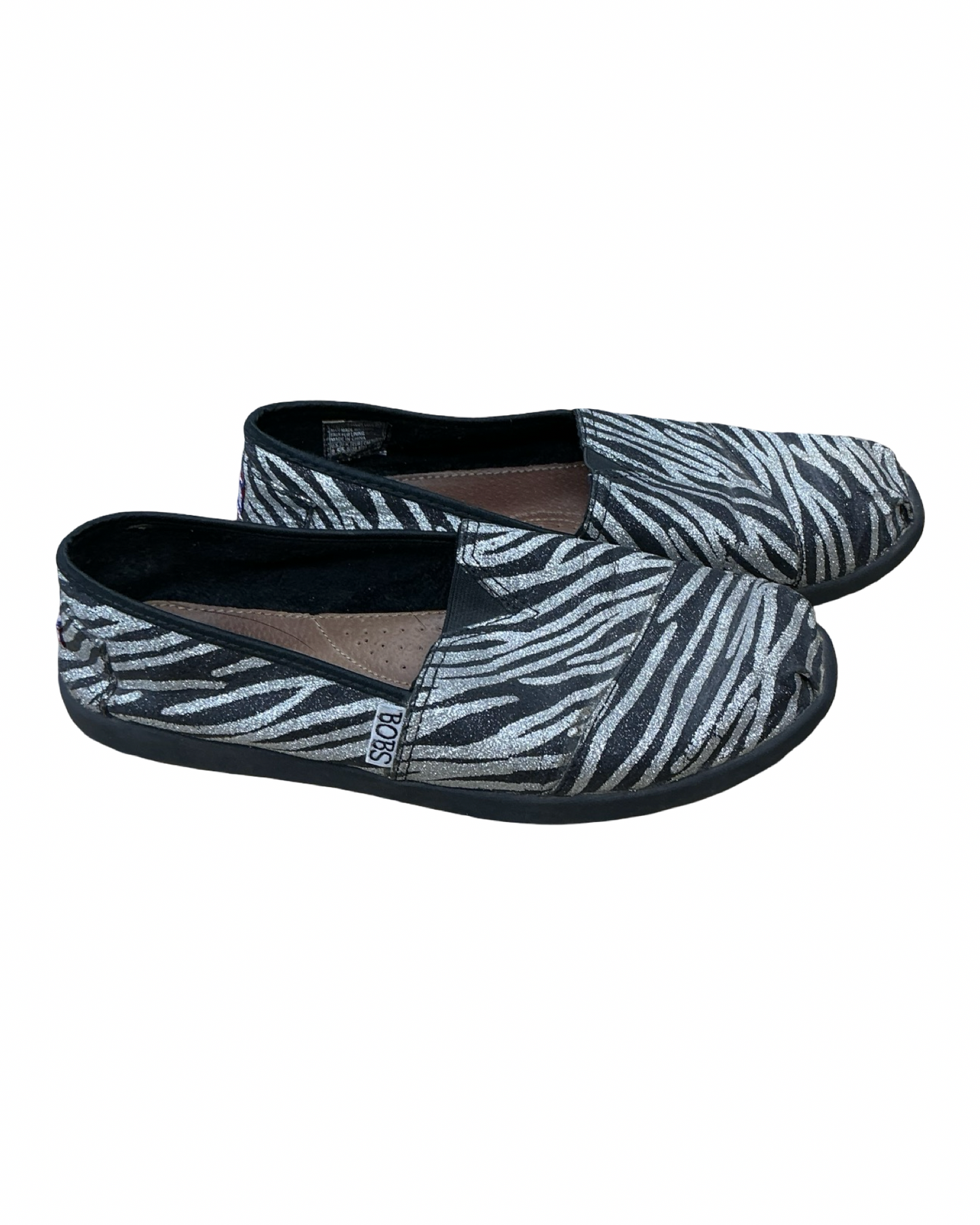 Shoes Flats By Bobs In Black & Silver, Size:8.5